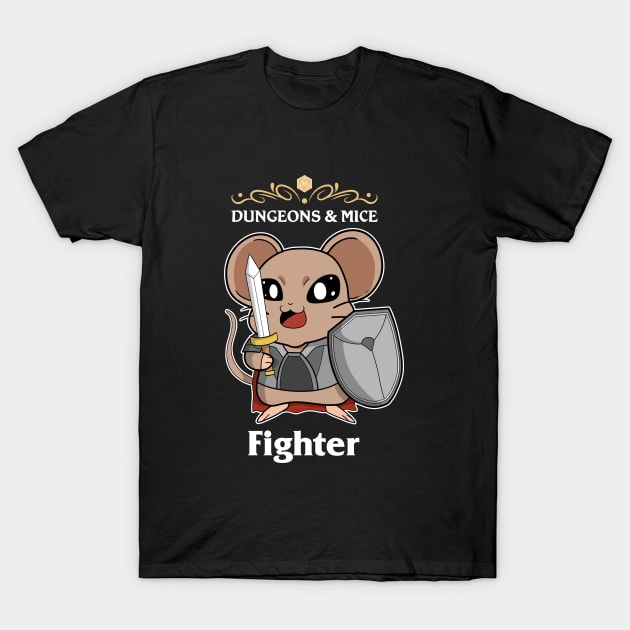 Dungeons & Mice Fighter Fantasy Tabletop RPG Roleplaying D20 Gamer T-Shirt by TheBeardComic